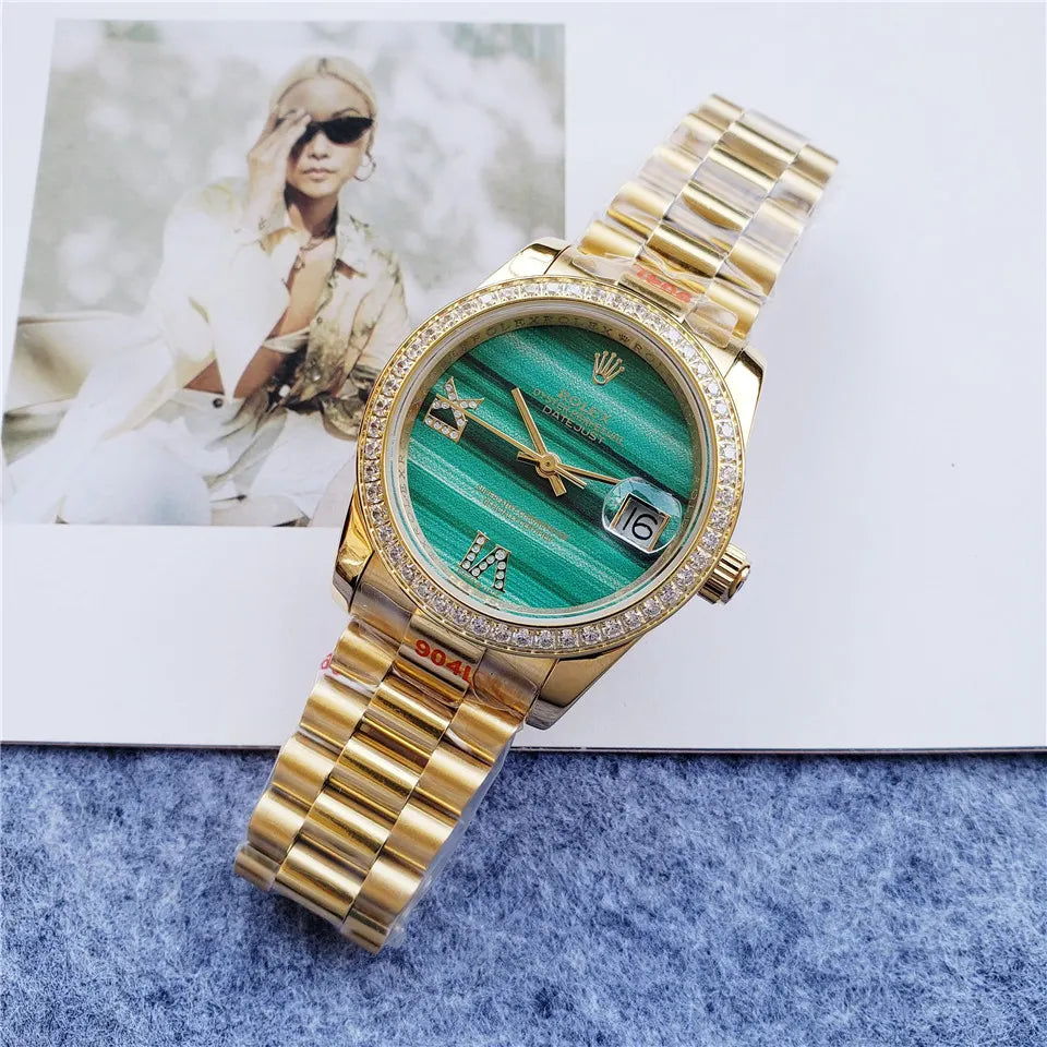 Rolex Malachite Diamond Gold - Hình 2