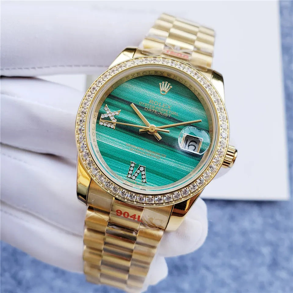 Rolex Malachite Diamond Gold - Hình 7