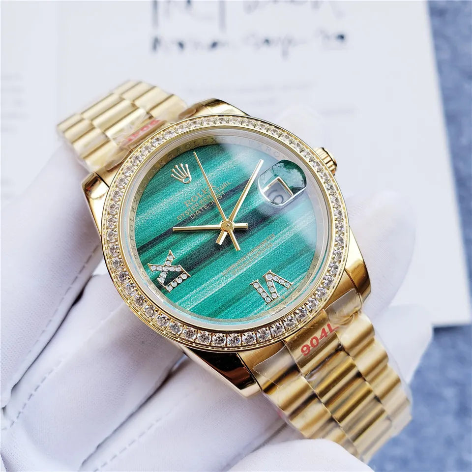Rolex Malachite Diamond Gold - Hình 3