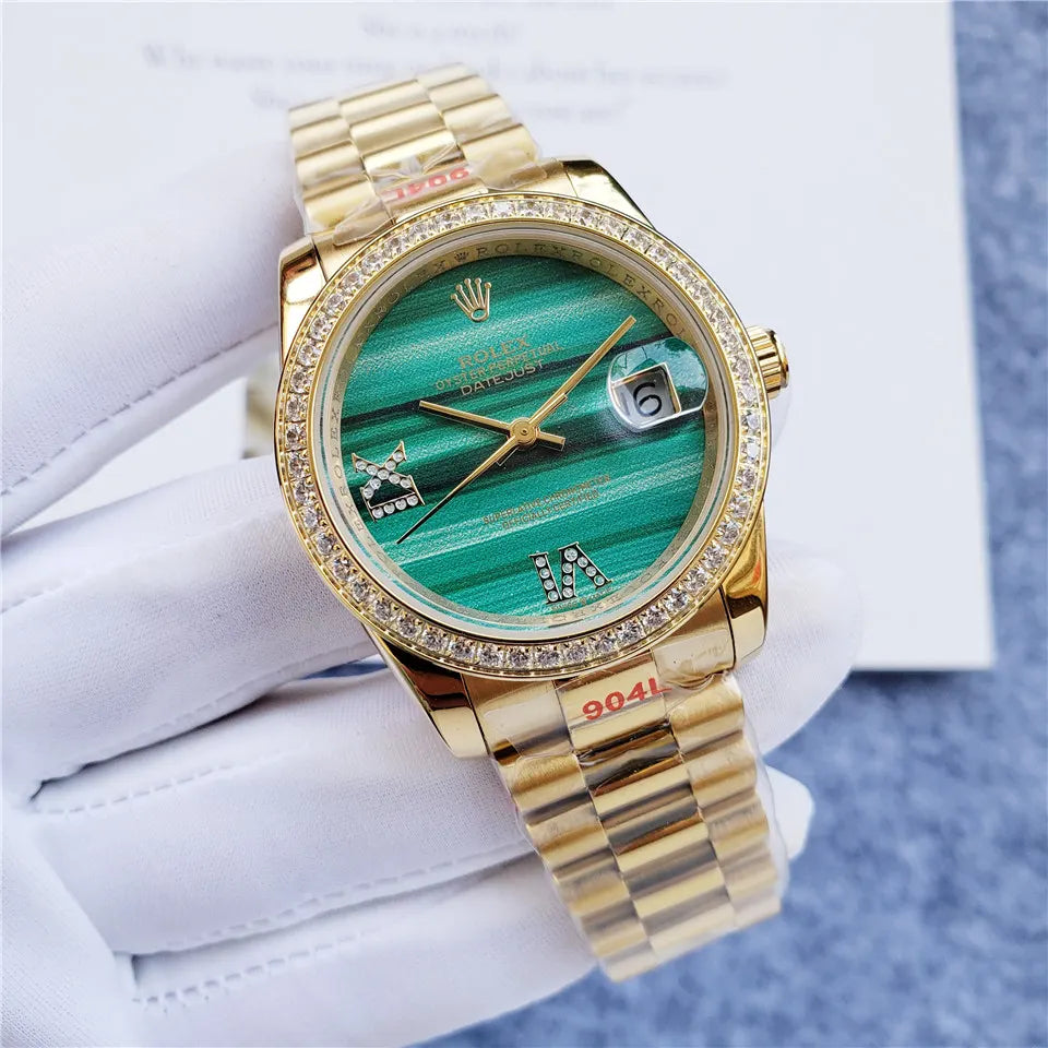 Rolex Malachite Diamond Gold - Hình 8