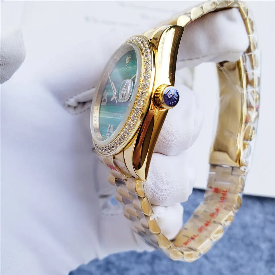 Rolex Malachite Diamond Gold - Hình 5