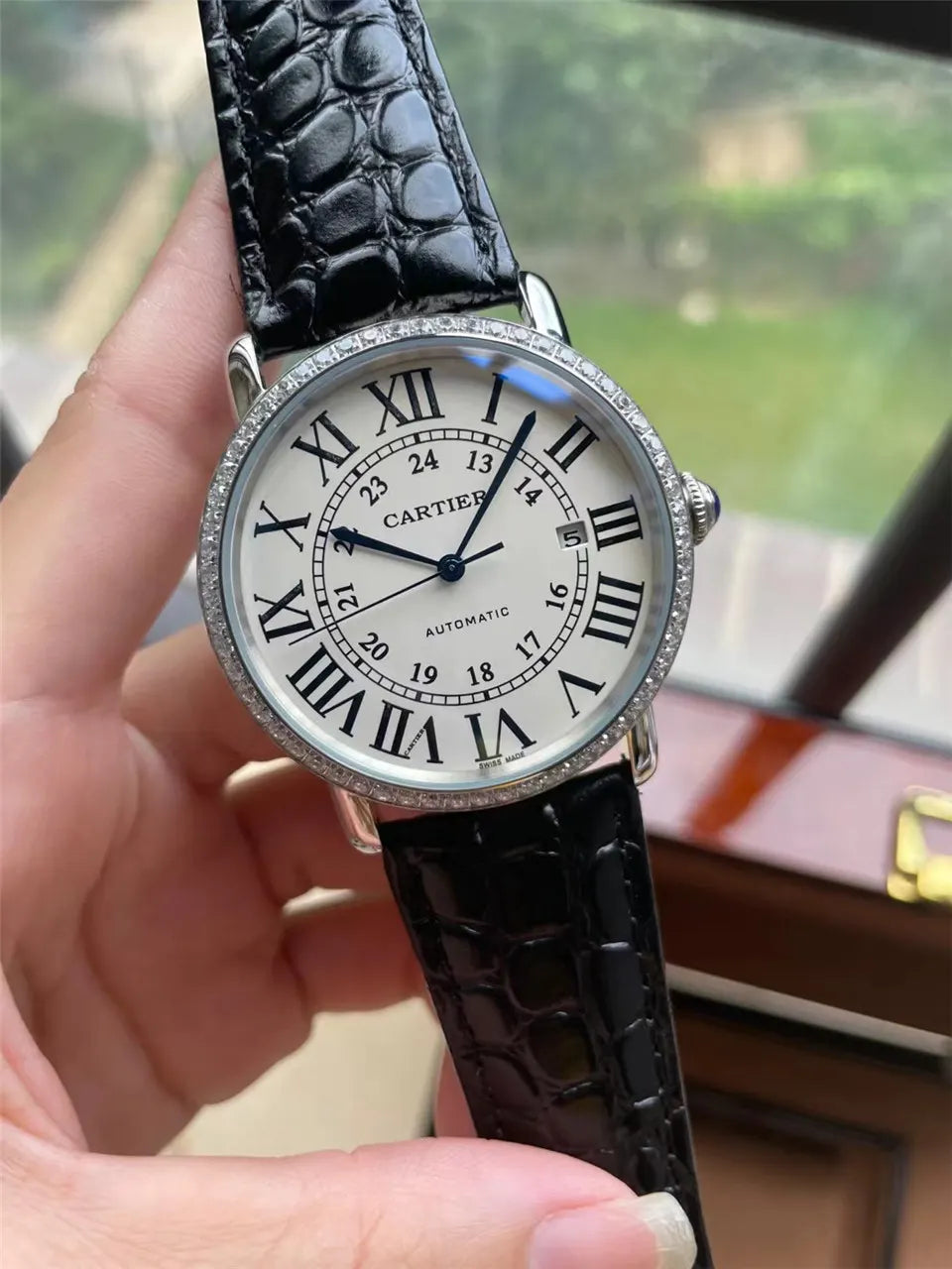 Cartier Black Alligator Automatic - Hình 2