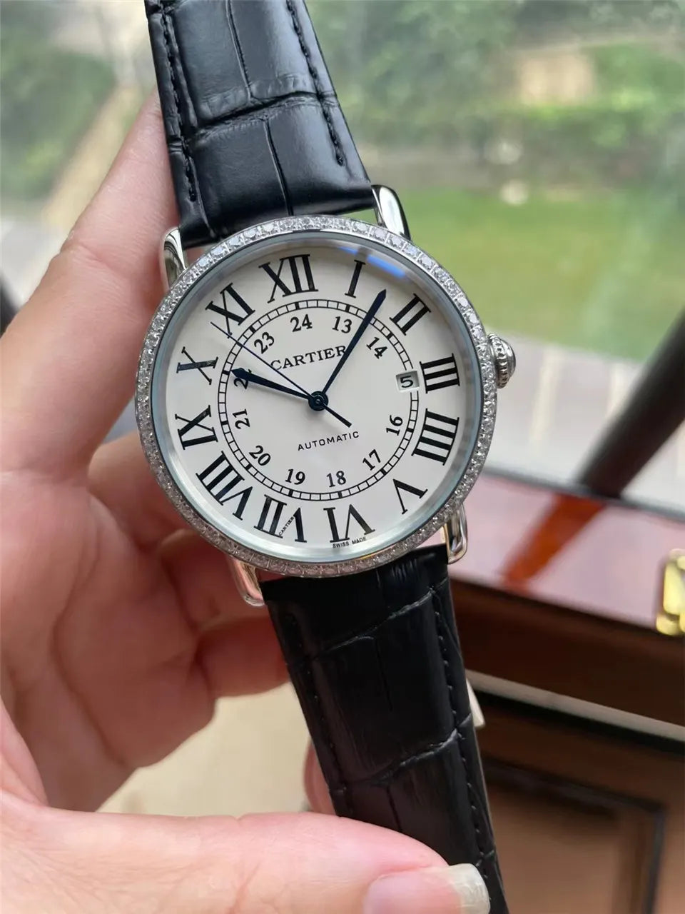 Cartier Diamond Leather Watch