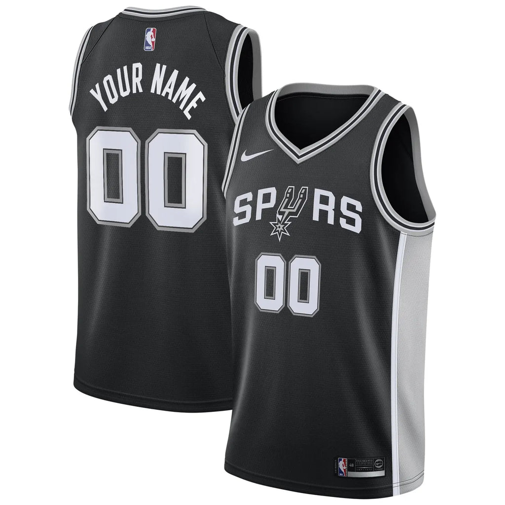 nike personalized Spurs Black Custom Jersey