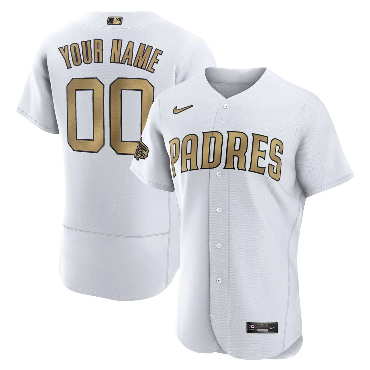 nike Padres White Gold Custom Jersey
