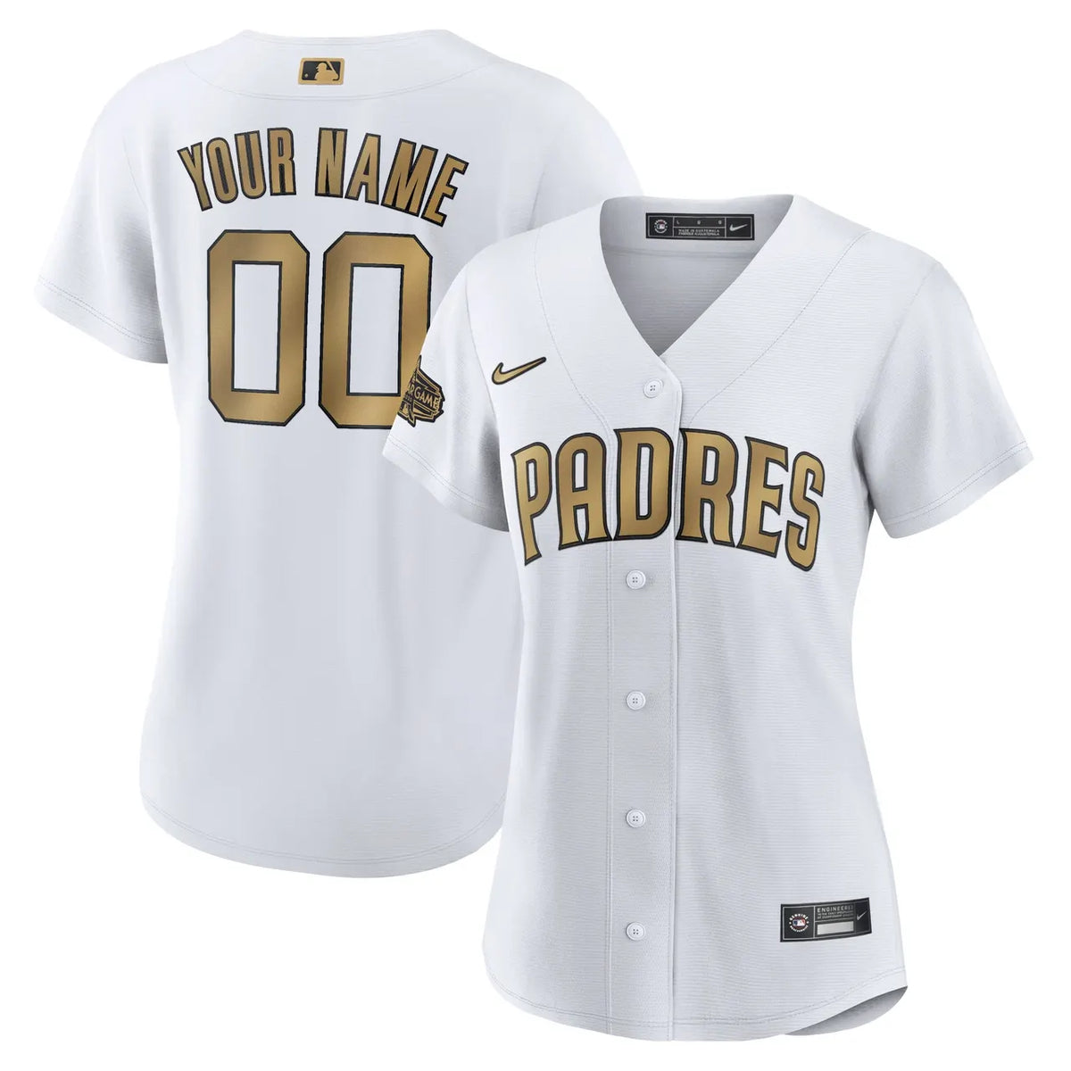 Padres White Gold Custom Jersey
