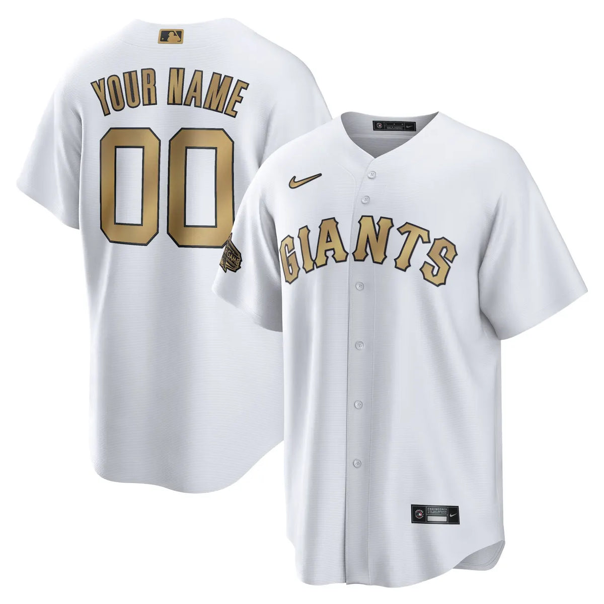 Giants White Gold Custom Jersey