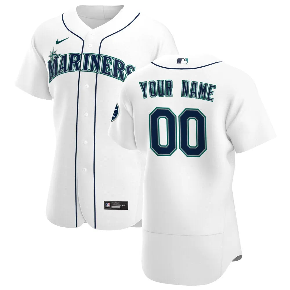 Custom Mariners White Home Jersey