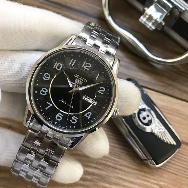 sports Seiko Black Dial Watch - Hình 5