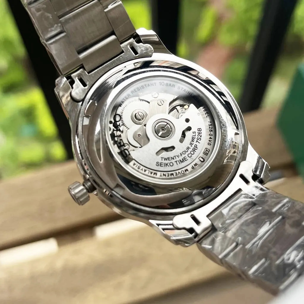 stainless Seiko 5 Blue Dial Watch - Hình 3