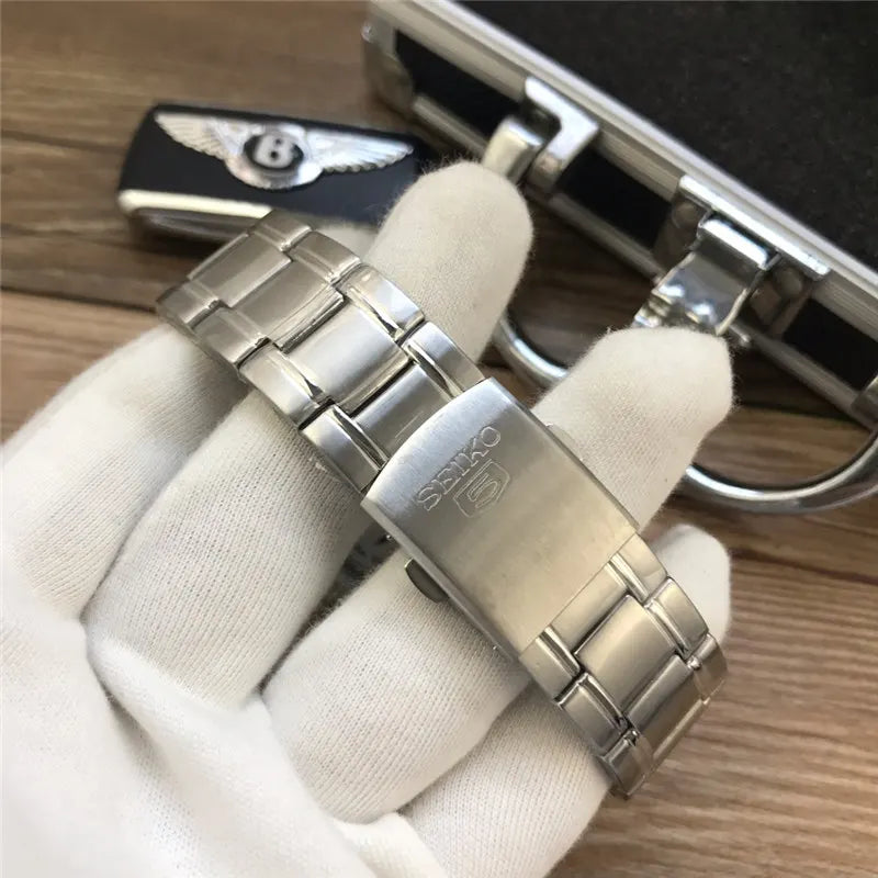 stainless Seiko 5 White Dial - Hình 2