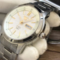 stainless Seiko 5 White Dial