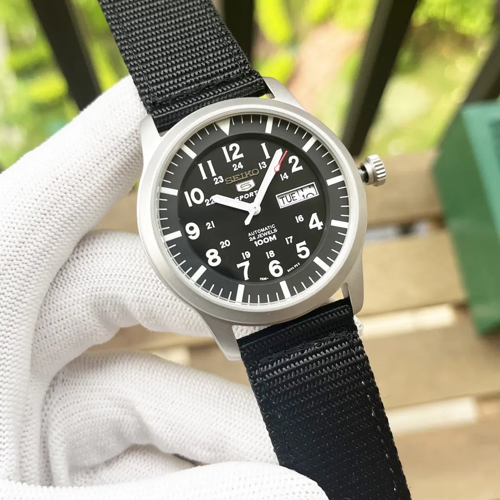Seiko 5 Black Field Watch