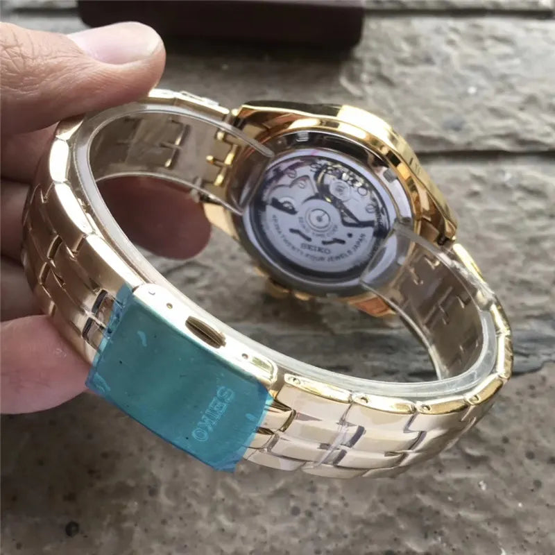 skeleton Seiko Gold Automatic Watch - Hình 2