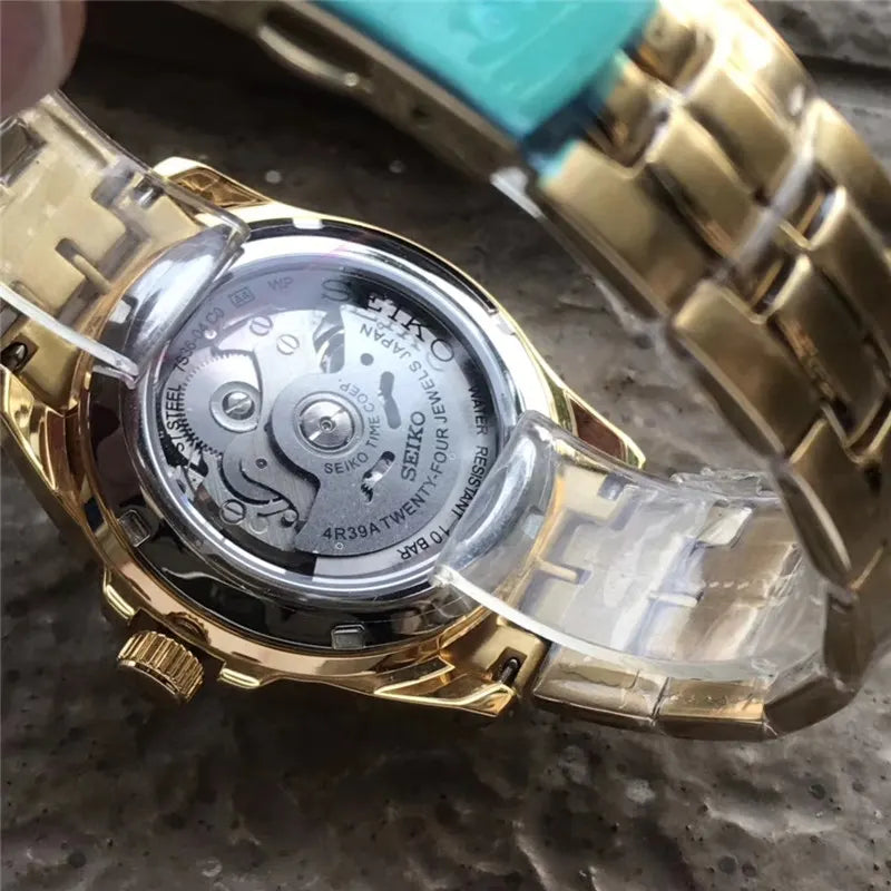 skeleton Seiko Gold Automatic Watch - Hình 4