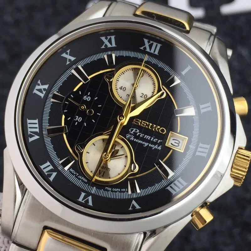 black Seiko Premier Chronograph - Hình 5