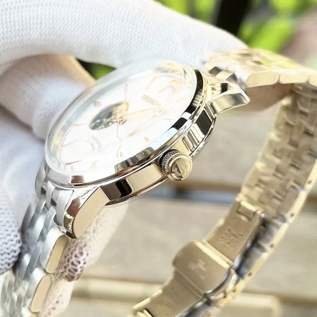 silver Seiko Presage Open Heart - Hình 3