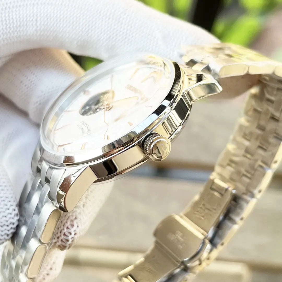 silver Seiko Presage Open Heart - Hình 3