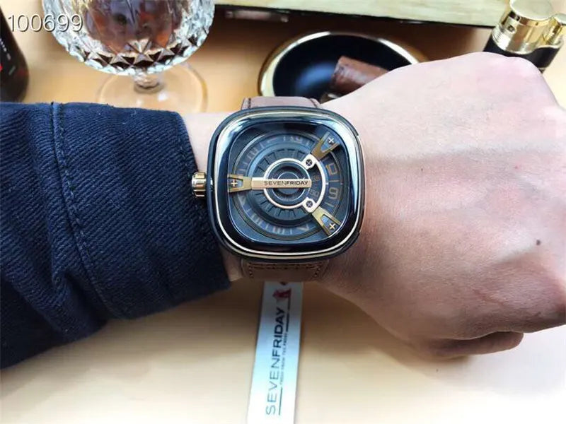 m2 SevenFriday Brown Leather Watch - Hình 7