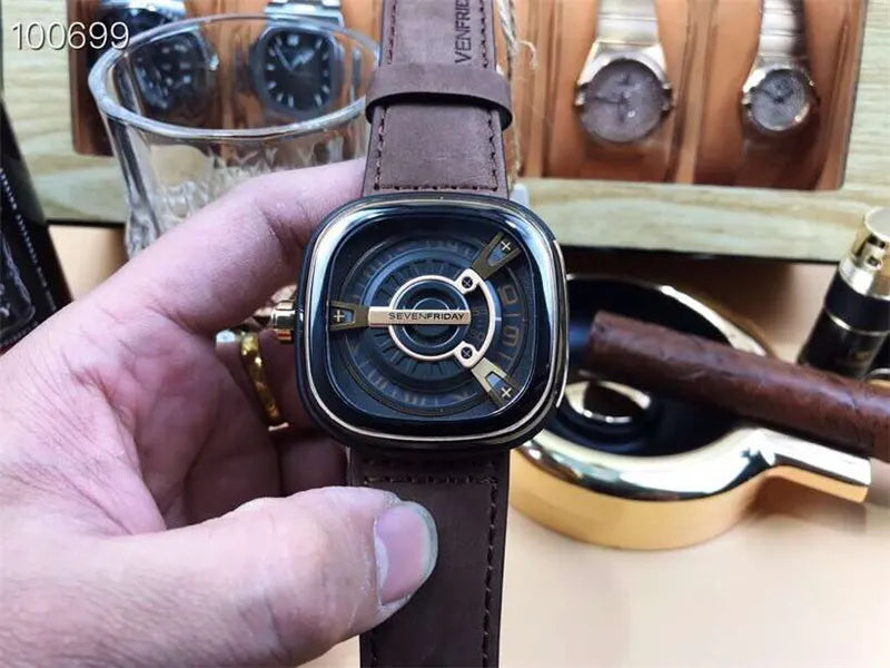 m2 SevenFriday Brown Leather Watch