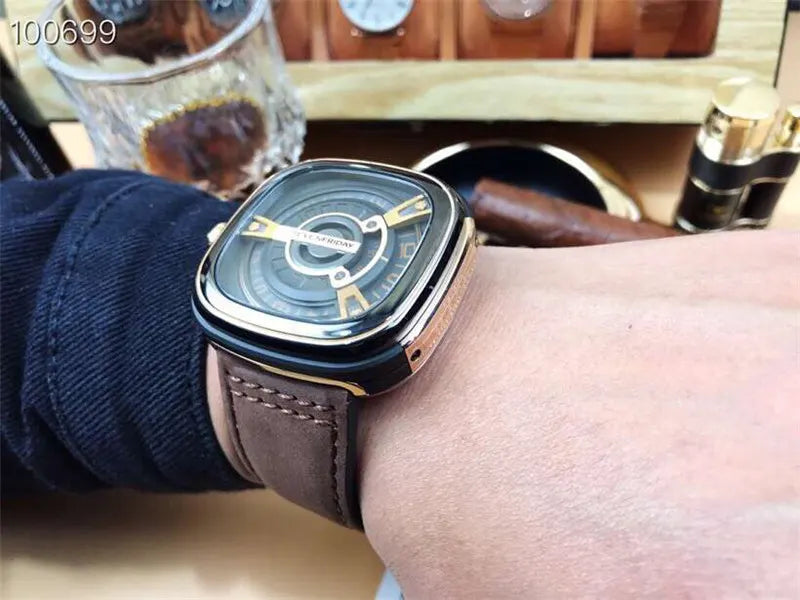 m2 SevenFriday Brown Leather Watch - Hình 3