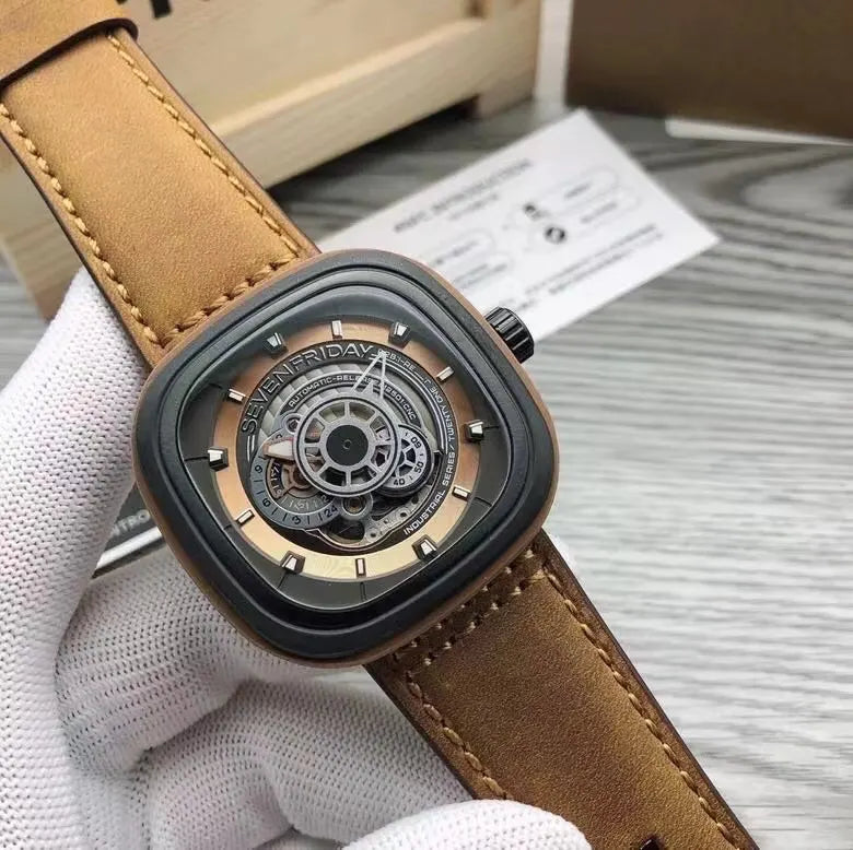 industrial SevenFriday P3B/03 Brown Leather - Hình 4