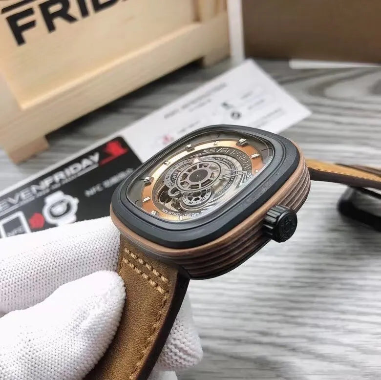 industrial SevenFriday P3B/03 Brown Leather - Hình 3