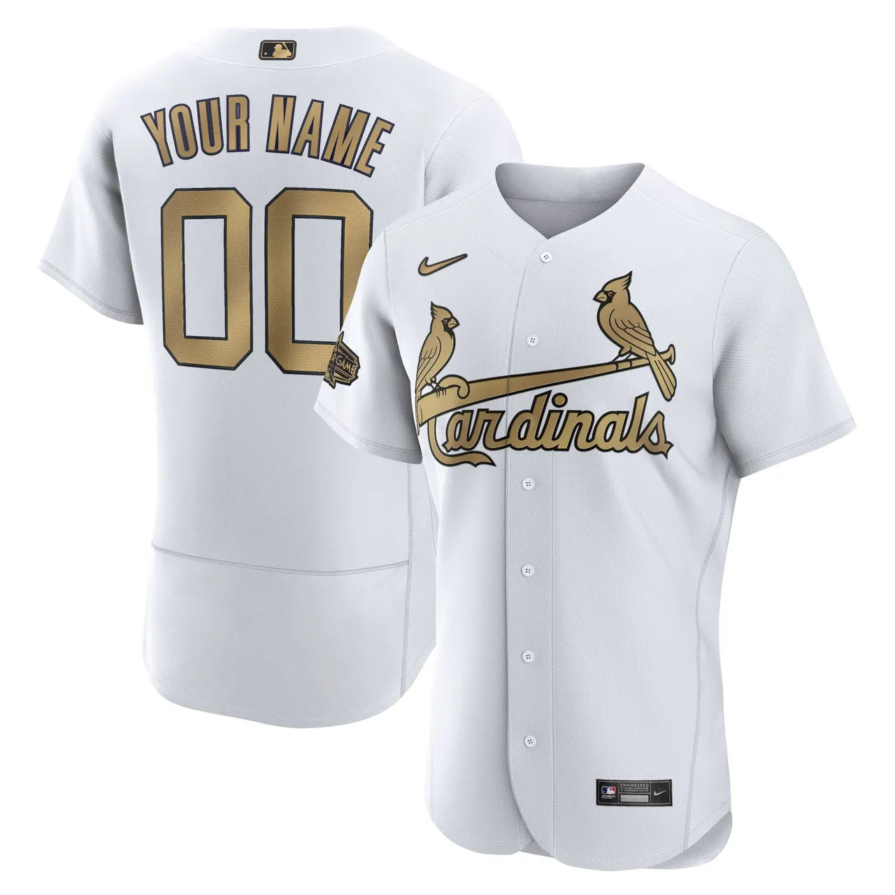 nike gold Cardinals White Custom Jersey
