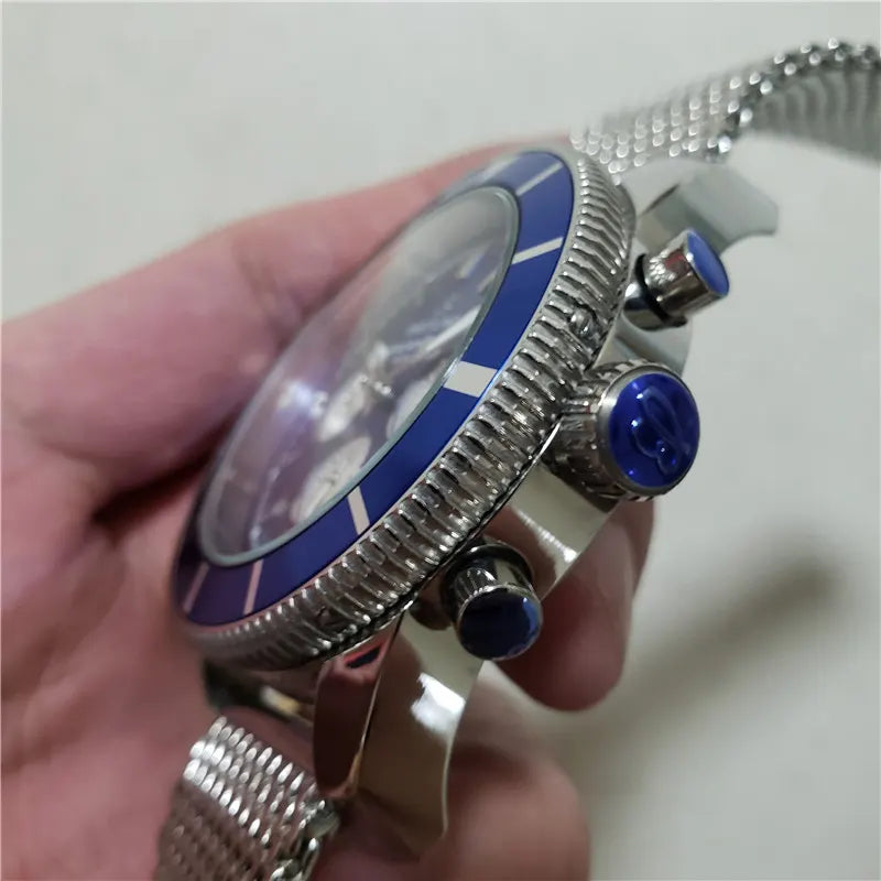 Breitling Blue Chronograph Steel - Hình 3