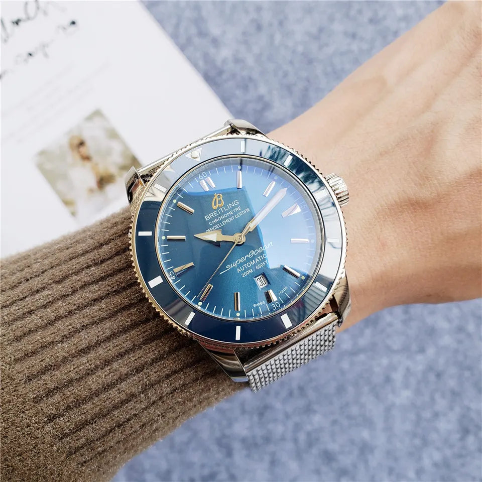 Breitling Blue Dial Mesh - Hình 3