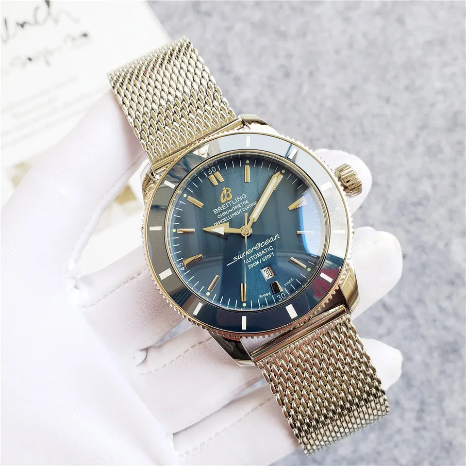 Breitling Blue Dial Mesh - Hình 8