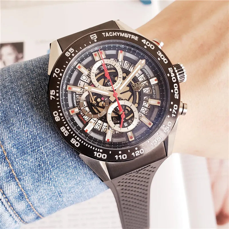 TAG Heuer Carrera Black Rubber Silver Chronograph - Hình 8
