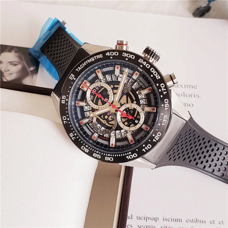 TAG Heuer Carrera Black Rubber Silver Chronograph - Hình 6