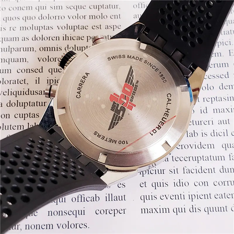 TAG Heuer Carrera Black Rubber Silver Chronograph - Hình 4