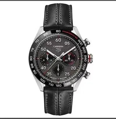 tag Carrera Black Leather Chronograph - Hình 9