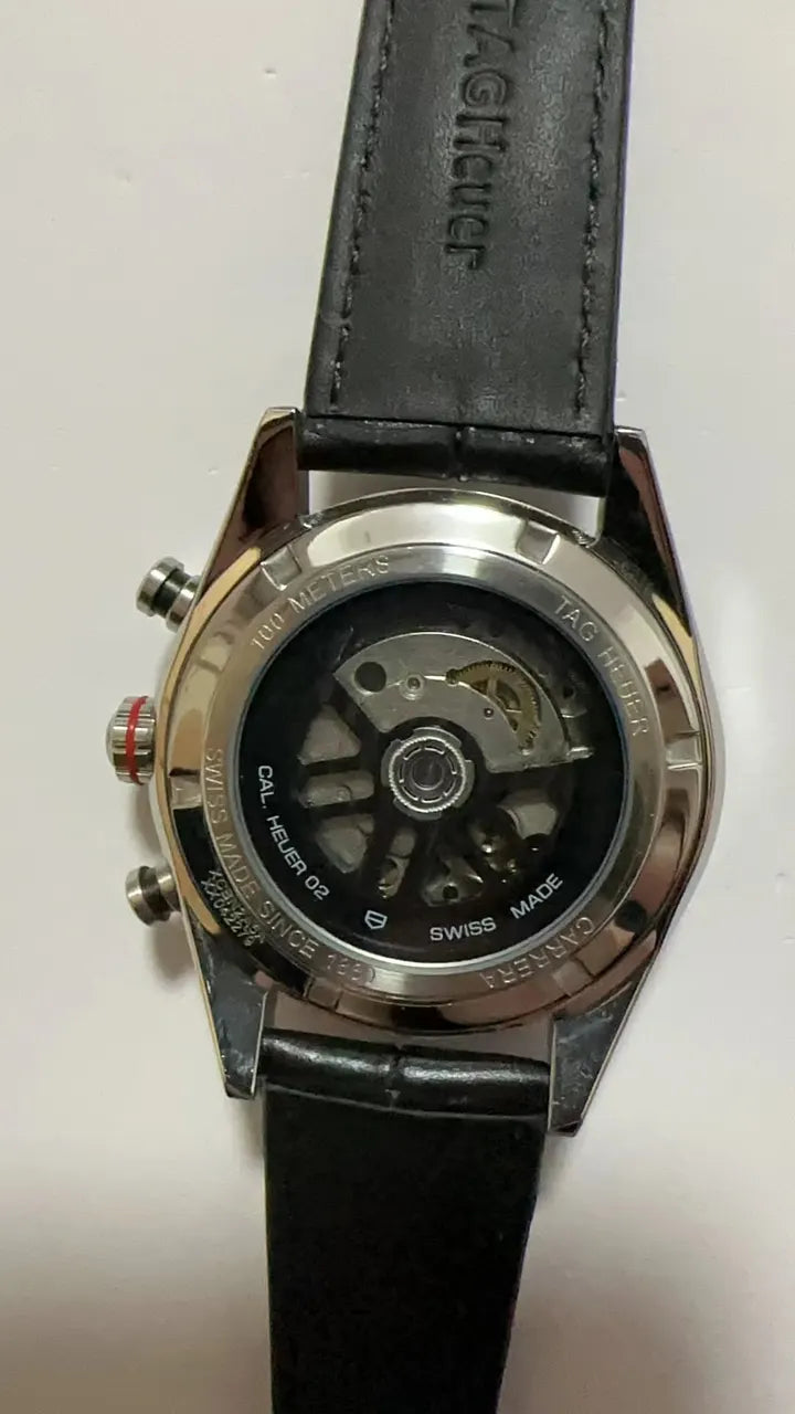 tag Carrera Black Leather Chronograph - Hình 7