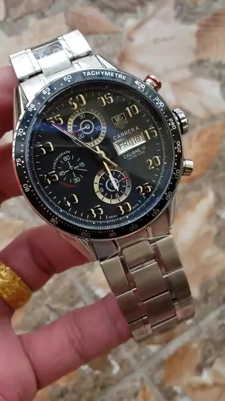steel Tag Heuer Carrera Black Dial