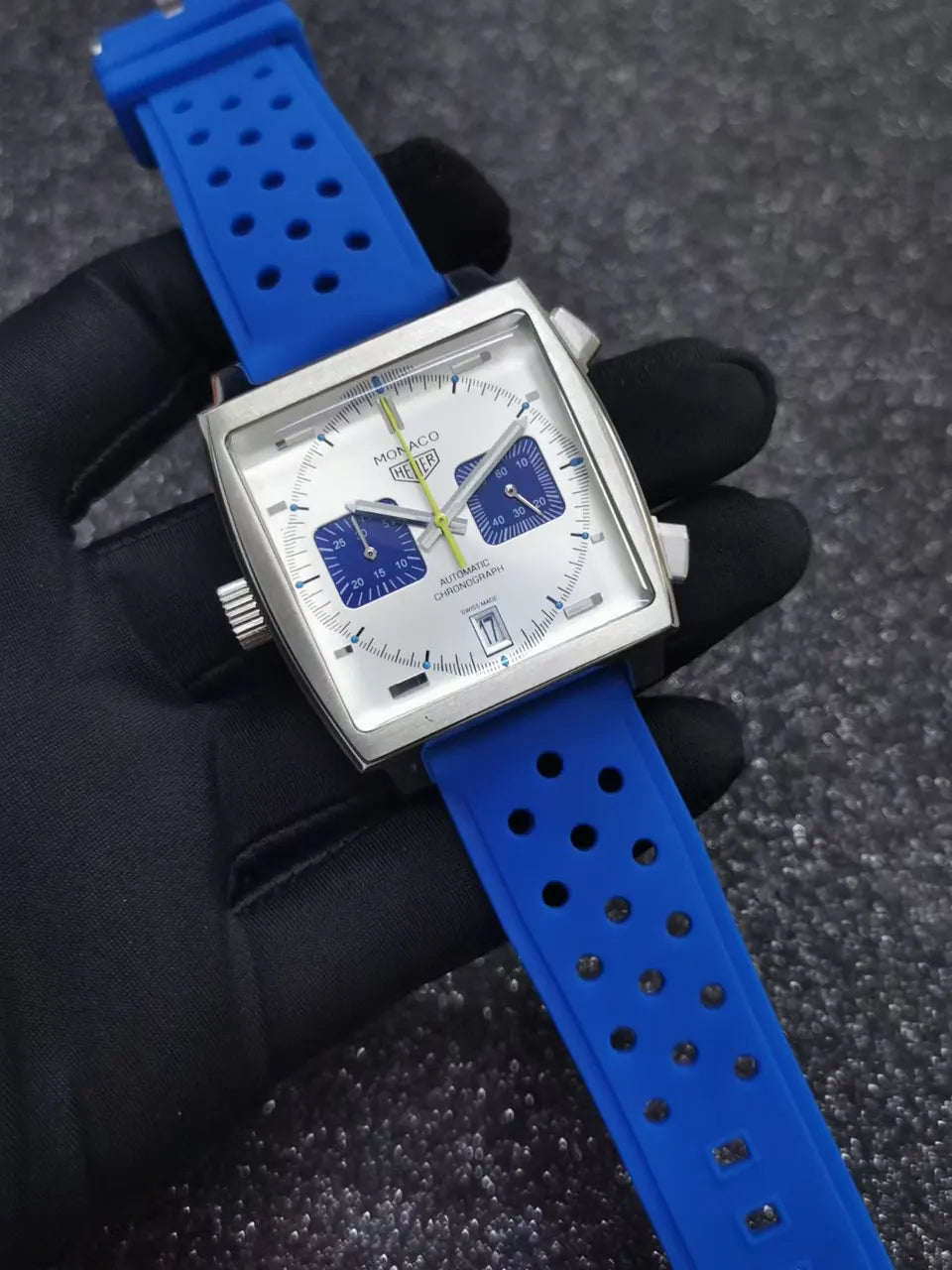 monaco Tag Heuer Blue Leather - Hình 2
