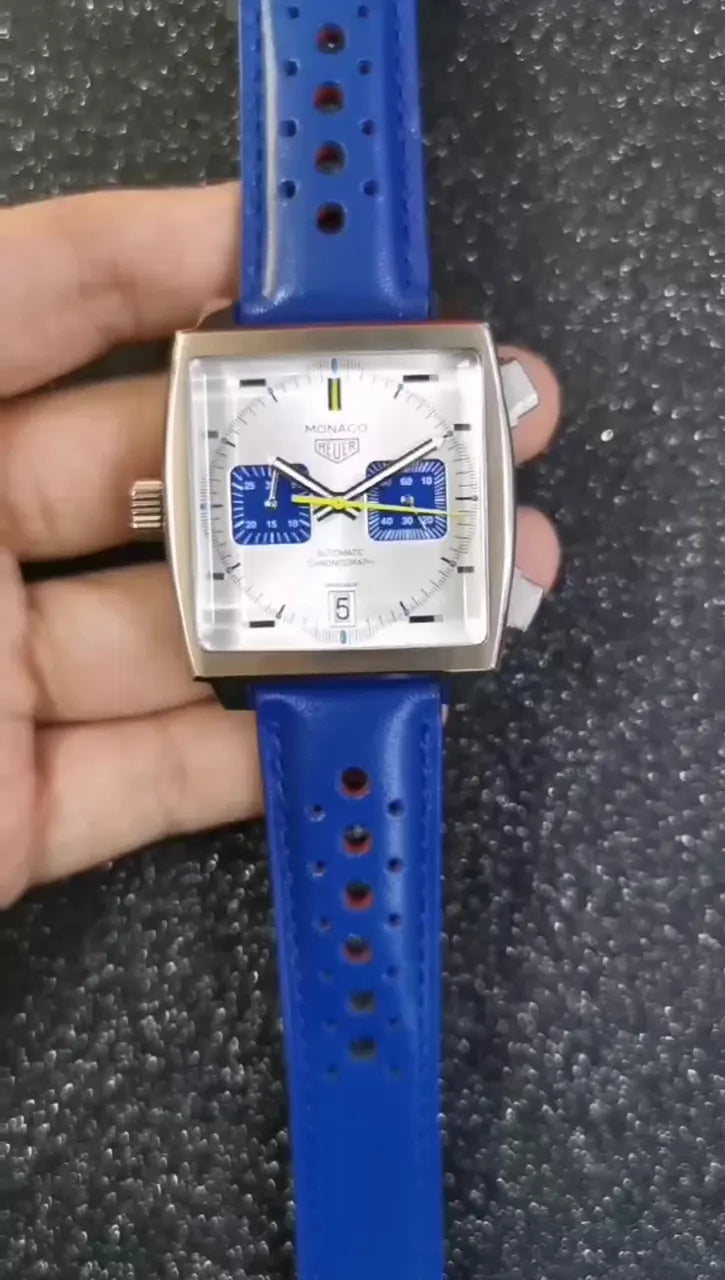 monaco Tag Heuer Blue Leather - Hình 3