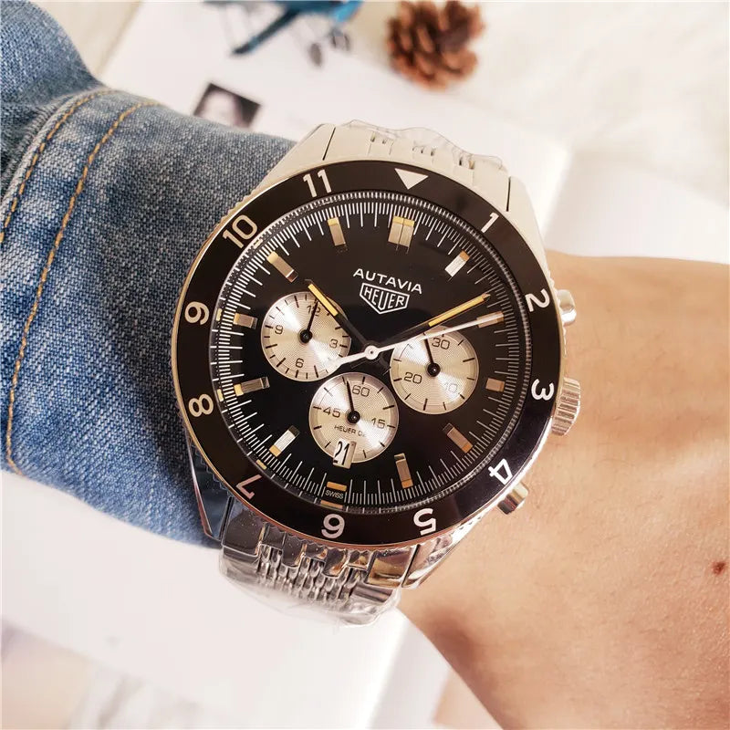 Heuer Autavia Black Dial Chronograph - Hình 6