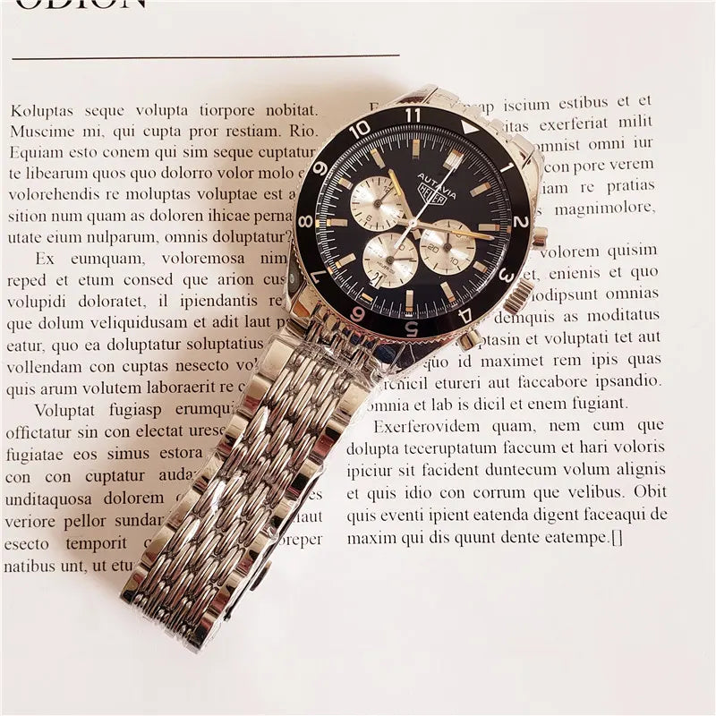 Heuer Autavia Black Dial Chronograph - Hình 3
