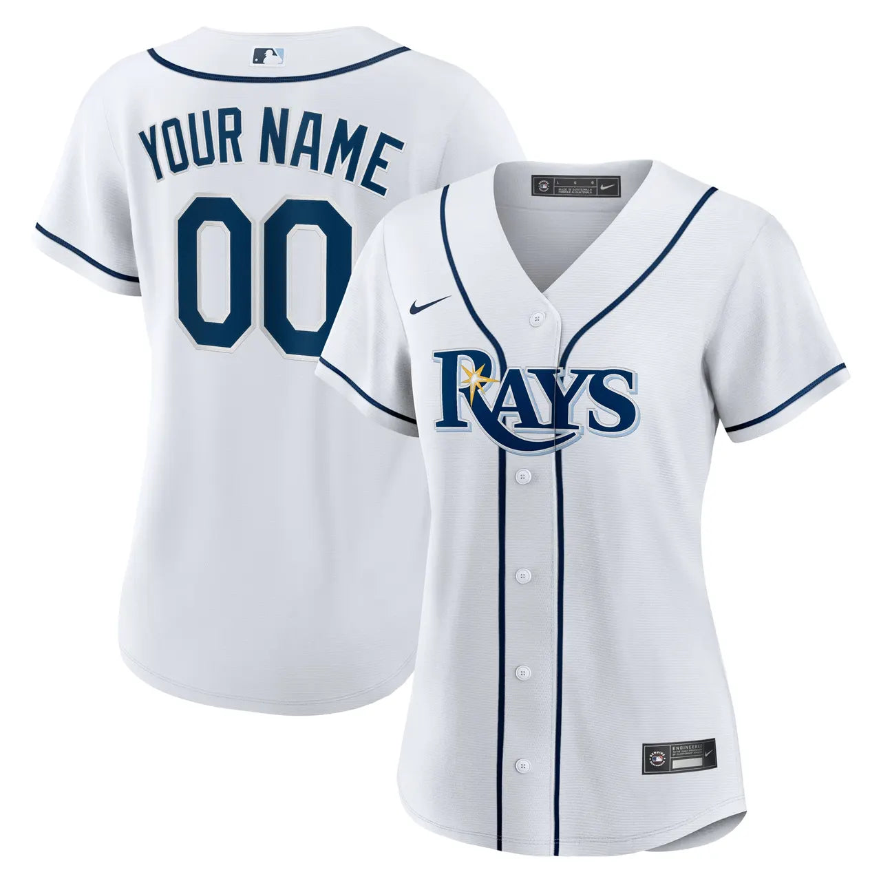 Rays White Custom Jersey