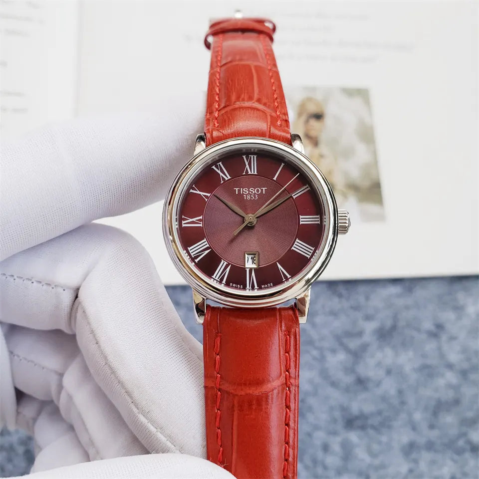 Tissot Red Leather Burgundy Dial