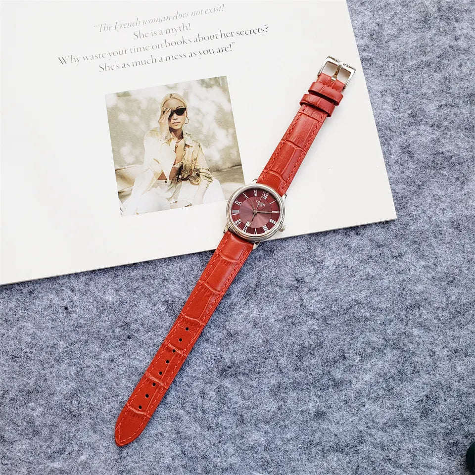 Tissot Red Leather Burgundy Dial - Hình 6