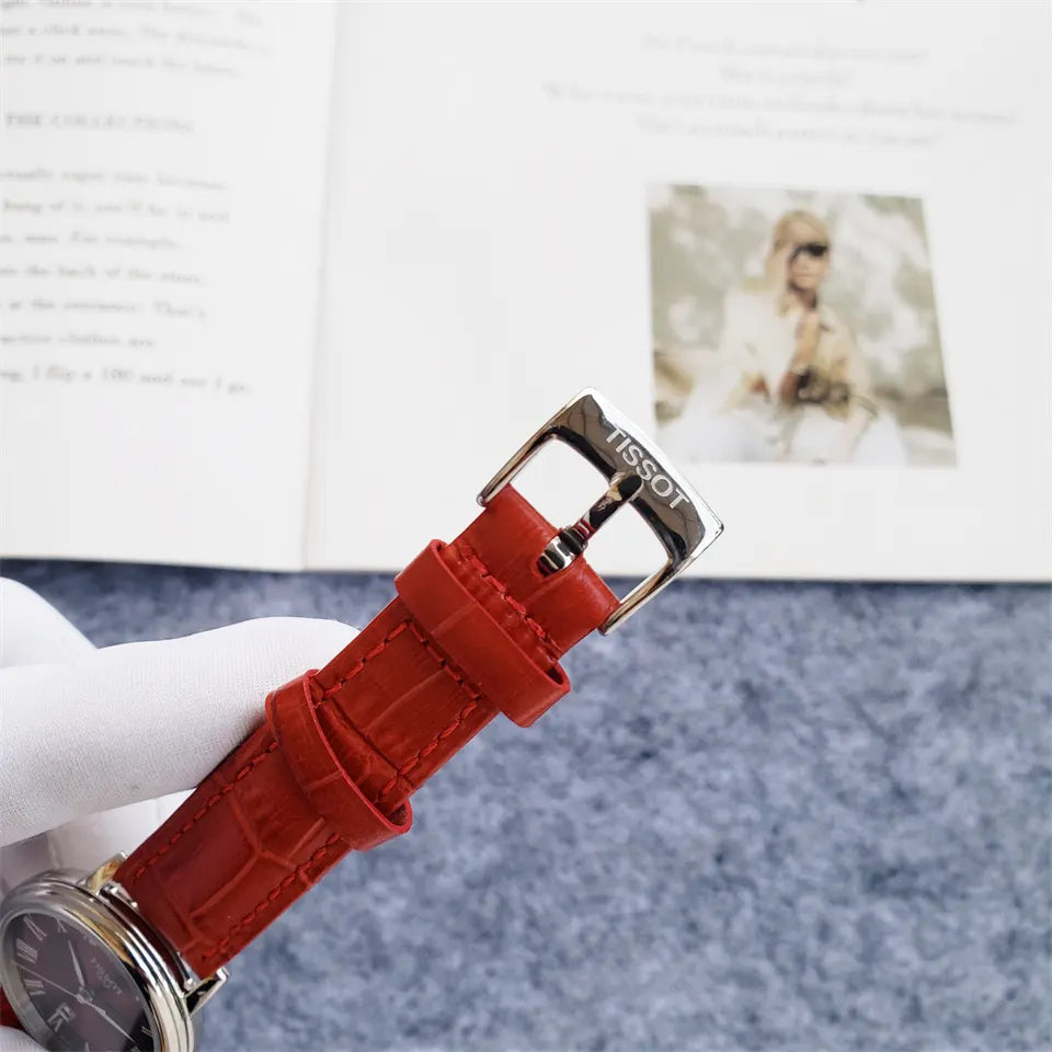 Tissot Red Leather Burgundy Dial - Hình 2