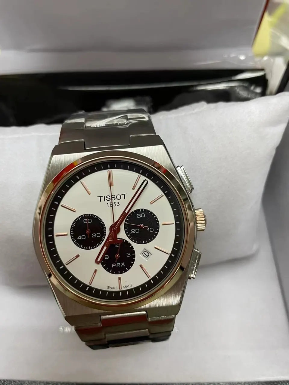 silver Tissot PRX Chronograph