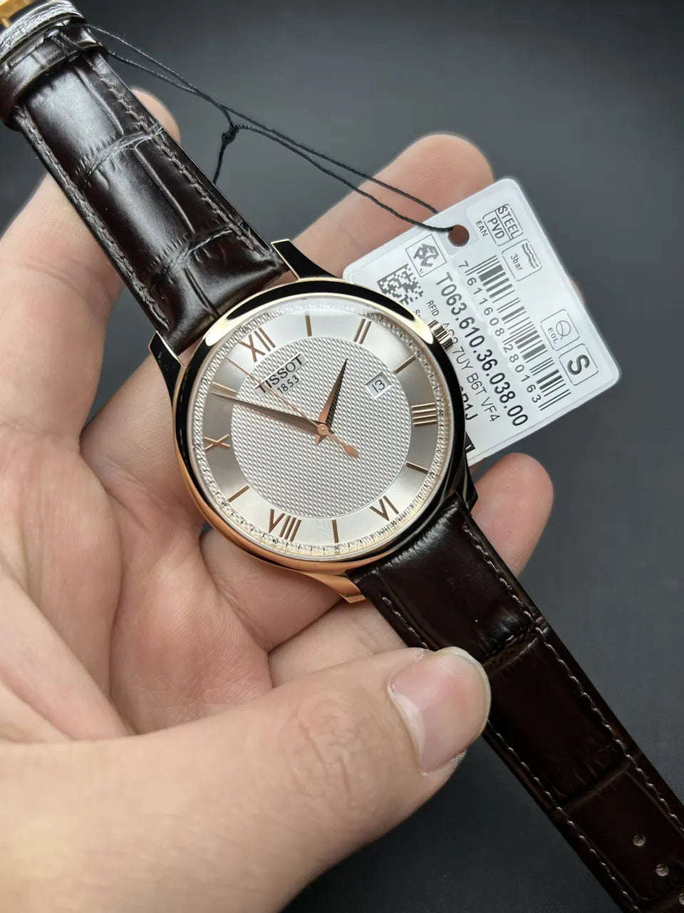 Tissot Rose Gold Leather - Hình 4