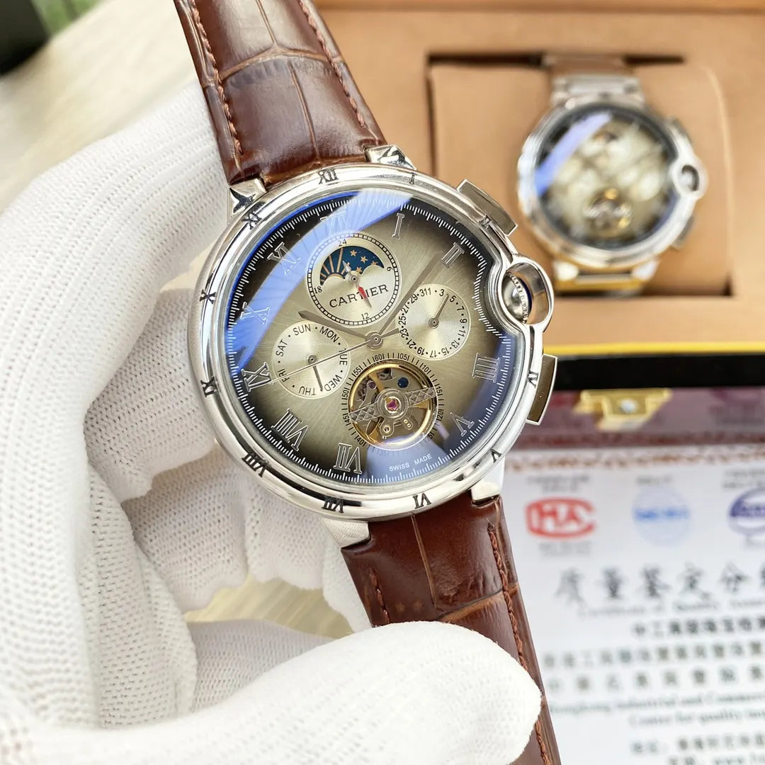 Cartier Brown Alligator Tourbillon - Hình 4