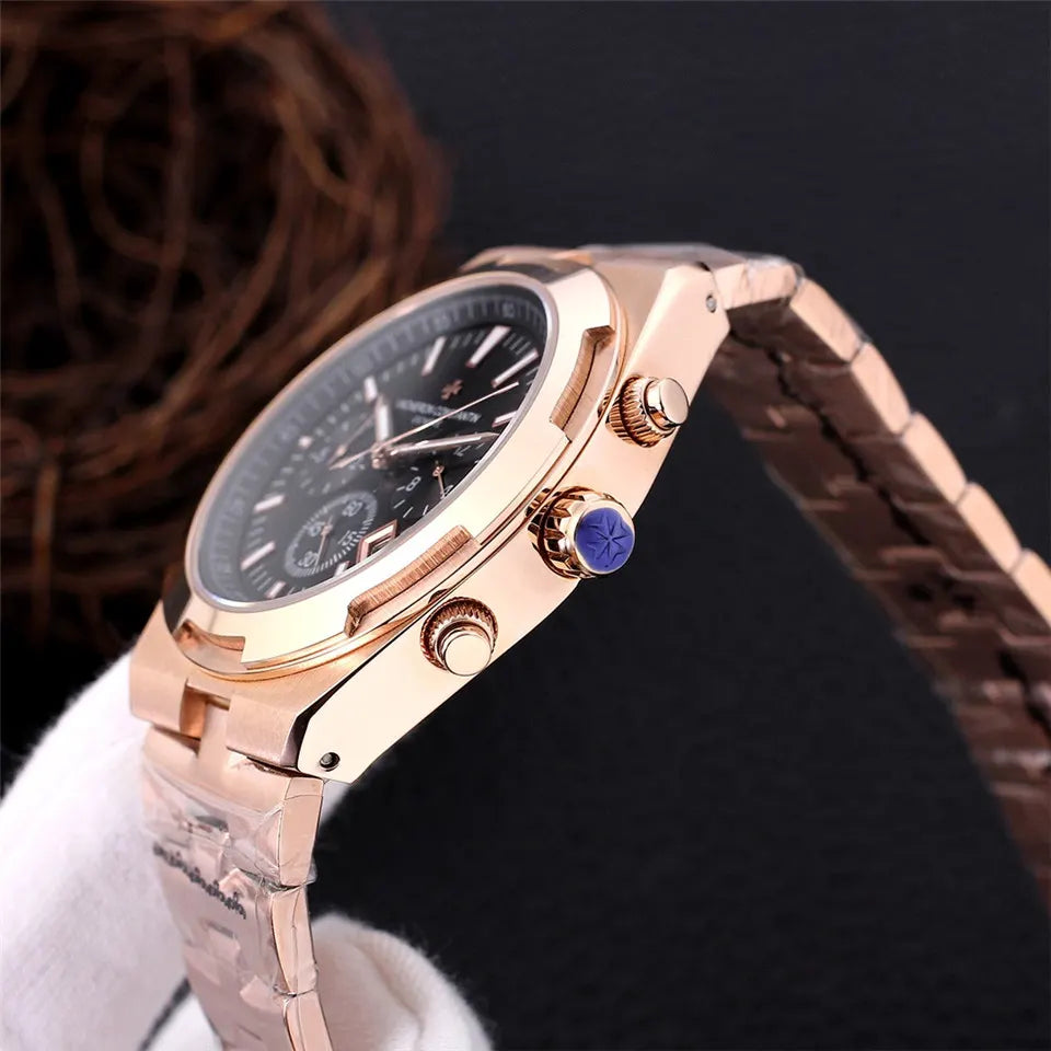 Overseas Rose Gold Black Dial - Hình 2