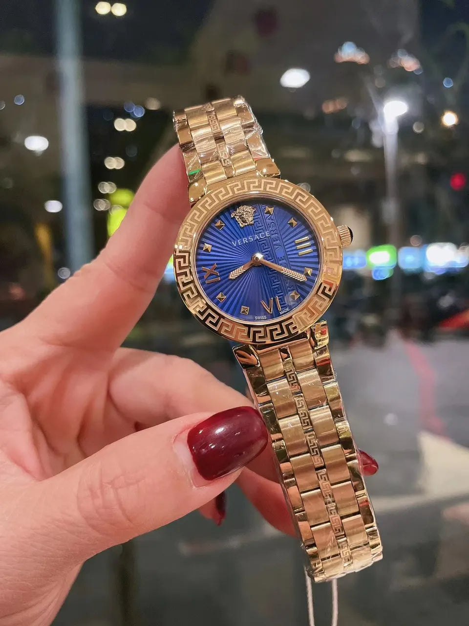 dial Versace Gold Blue Watch